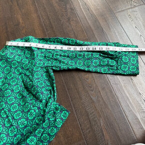 Boden Women's 100% Linen Green Navy Blue Floral Long Sleeve Shift Dress Size 4R - Picture 10 of 12